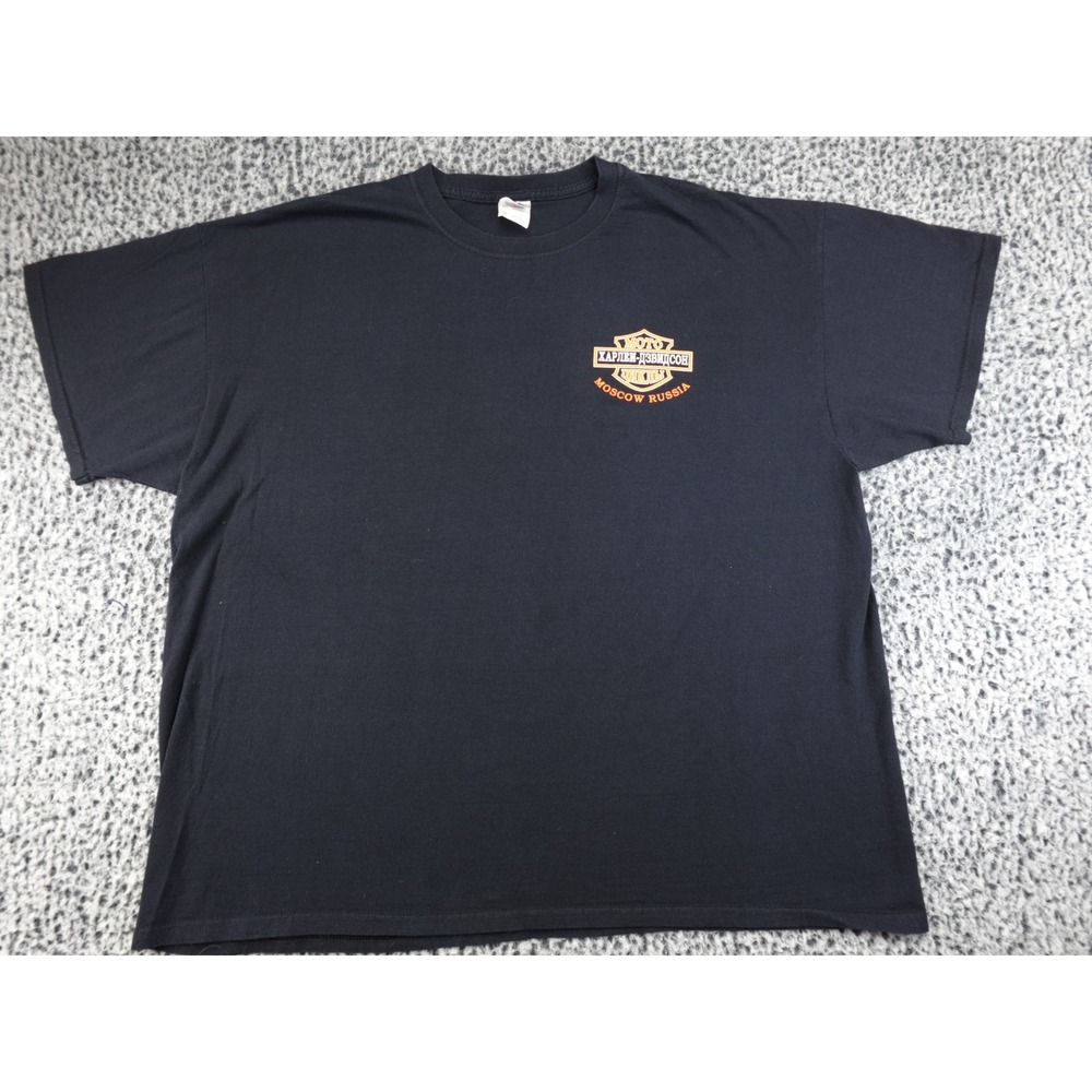 Harley-Davidson Moscow Russia T-Shirt Mens 3XL Black Fruit of the Loom Heavy